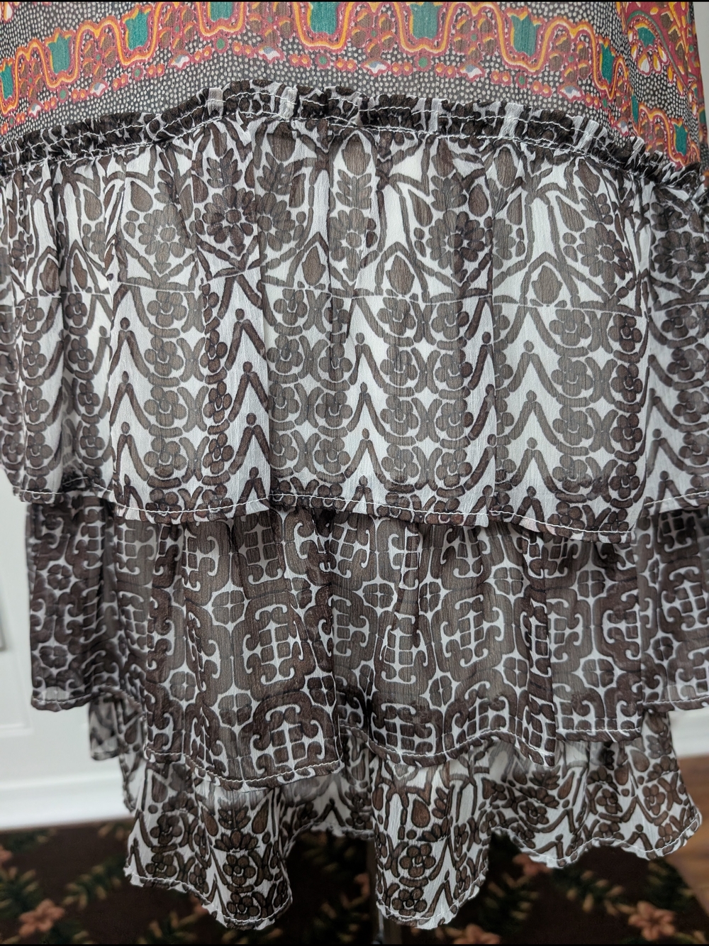 BAND OF GYPSIES Multicolor bohemian sundress Ruffles HiLow hem spaghetti straps - Picture 5 of 10